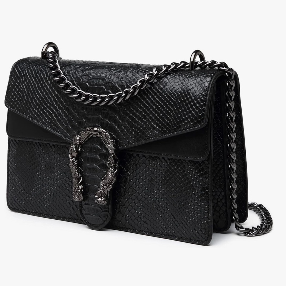 Designer Inspired Black Snakeskin Bag, NWOT